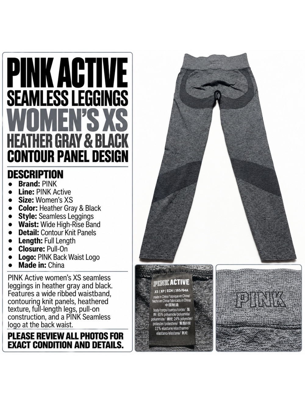 PINK Active Women's Gray Seamless Leggings XS